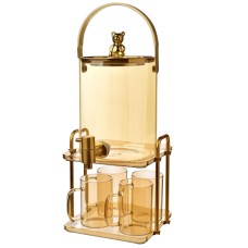 Dəst HomeStore_FRET55, 5 parça, dispenser 46х18 sm, stəkan 7х10 sm 4 əd, şüşə, qızılı