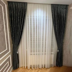 Комплект штор РА-1010986, 150х280 см, бархат, серый Комплект штор РА-1010986, 150х280 см, бархат, серый