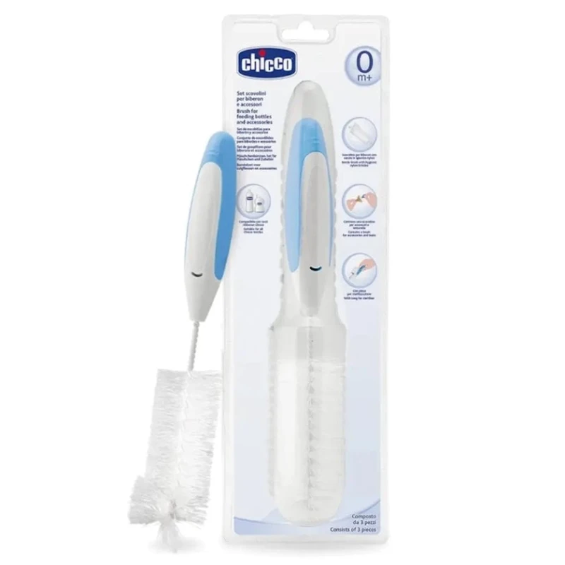 Набор для чистки бутылок и сосок 3 в 1 Chicco, голубой