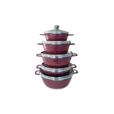 Qazan dəsti, qranit, qəhvəyi, 10 parça, 24/20/28/32 sm