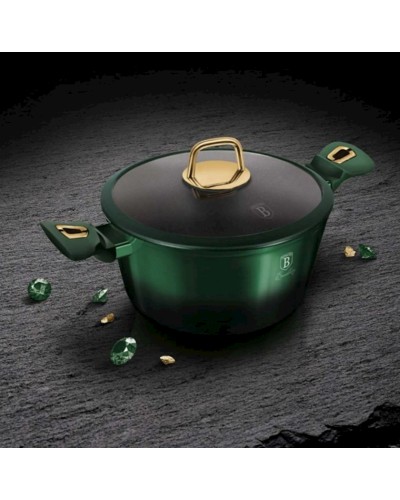 Qazan və tava dəsti Berlinger Haus Emerald Collection BH-7039, 10 parça, alüminium, üçqatlı yapışmayan titan örtük, yaşıl