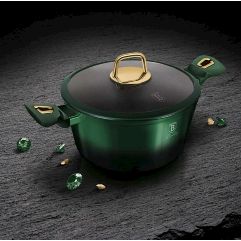 Набор кастрюль и сковородок Berlinger Haus Emerald Collection BH-7039, 10 предметов, алюминий, трехслойное антипригарное титановое покрытие, зеленый Набор кастрюль и сковородок Berlinger Haus Emerald Collection BH-7039, 10 предметов, алюминий, трехслойное антипригарное титановое покрытие, зеленый