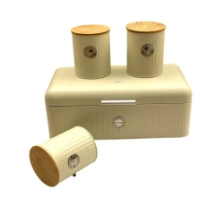 Хлебница с набором емкостей Sugar SHA-00004748, металл, бежевая, 4 предмета