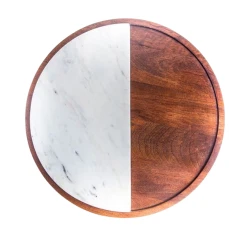 Поднос Hom-me, 35 см, мрамор/дерево, коричневый/белый