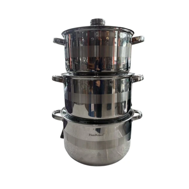 Набор кастрюль Haus Roland 00707, нержавеющая сталь/никель, черный, 24/26/28 см, 3 шт Набор кастрюль Haus Roland 00707, нержавеющая сталь/никель, черный, 24/26/28 см, 3 шт