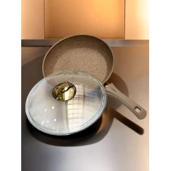 Сковородка tez-bazar-259, гранит, коричневая, 24 см