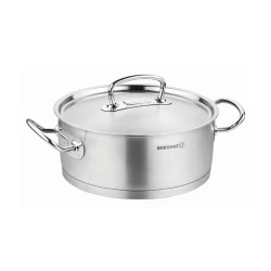 Qazan Korkmaz Proline A1170, 10 sm, 4.5 l, 24 sm, paslanmayan polad, qapaqlı, iki tutacaqlı, gümüşü