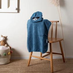 Детское банное полотенце с капюшоном Funnababy Bath Time, хлопок, синий Детское банное полотенце с капюшоном Funnababy Bath Time, хлопок, синий