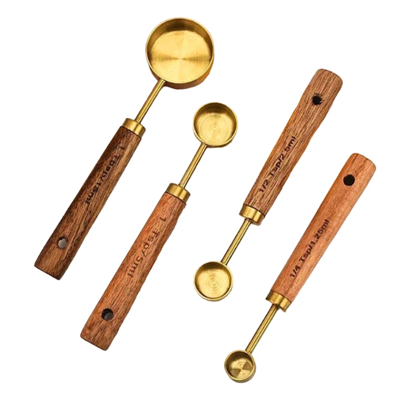 Ölçmə qaşıqları dəsti MH28501992 Lux, 4 əd, bambuk/paslanmayan metal, qızılı/qəhvəyi Ölçmə qaşıqları dəsti MH28501992 Lux, 4 əd, bambuk/paslanmayan metal, qızılı/qəhvəyi