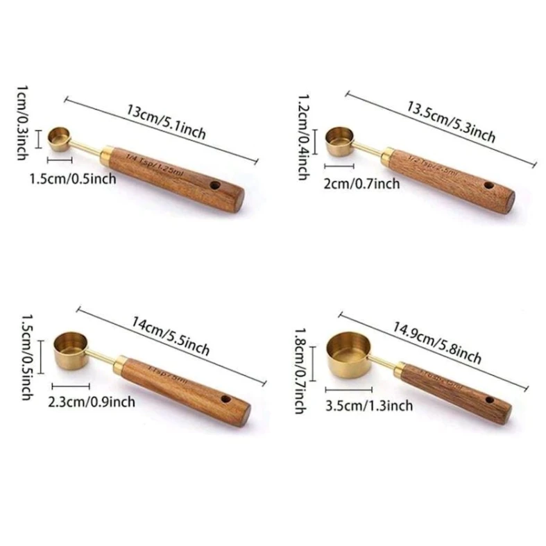 Ölçmə qaşıqları dəsti MH28501992 Lux, 4 əd, bambuk/paslanmayan metal, qızılı/qəhvəyi Ölçmə qaşıqları dəsti MH28501992 Lux, 4 əd, bambuk/paslanmayan metal, qızılı/qəhvəyi