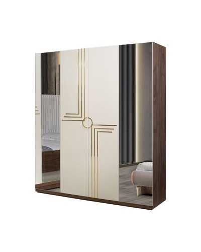 Şkaf Alzzoni 435, krem/qəhvəyi, 1800x2000x470 mm