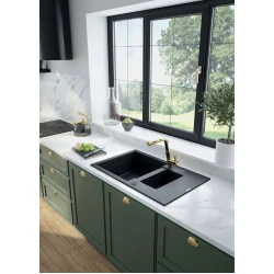 Кухонная мойка Deante Andante ZQN_G513, гранит, черная, 78x49x19.4 см