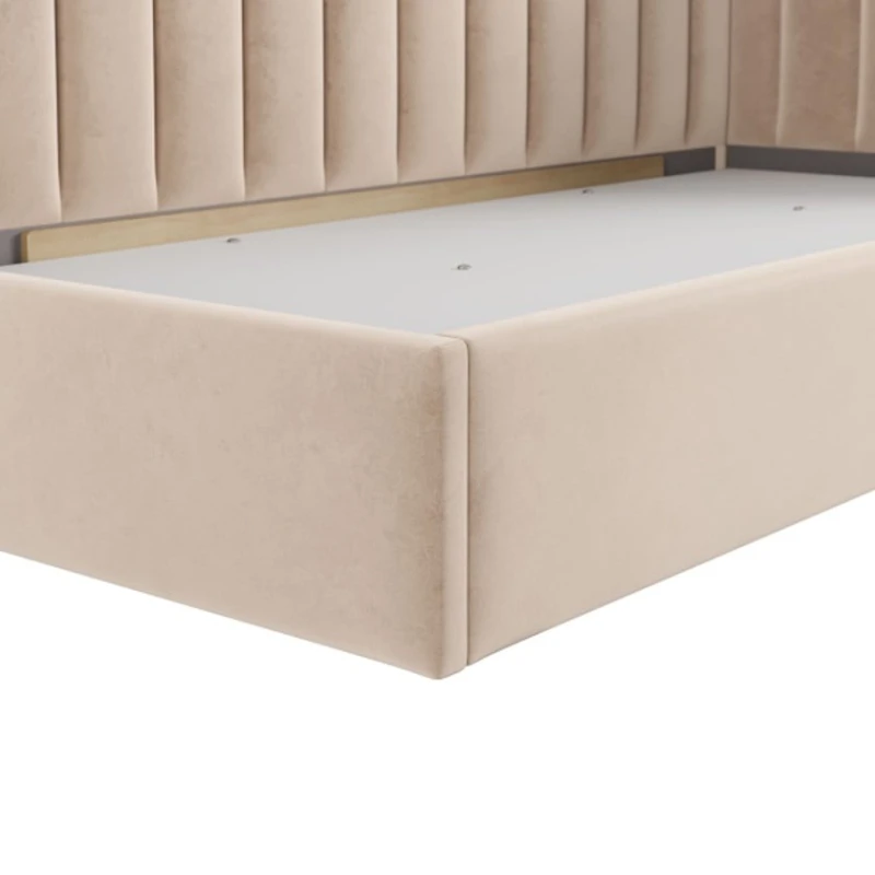 Односпальная кровать Art_tek_yataq(100) 53, ламинат/текстиль, бежевая, 200x85x100 см