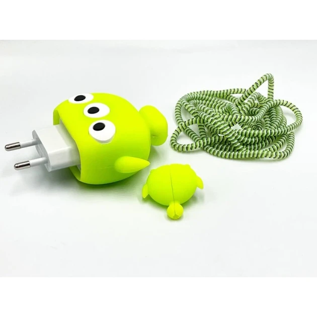 Şarj cihazı üçün çexol üçgözlü div, silikon, yaşıl