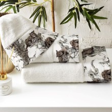 Dəsmal dəsti və aromatlaşdırıcı Tivolyo Home Salome, pambıq, ağ, 3 əd, 30x50/50x100/75x150 sm, 400 ml