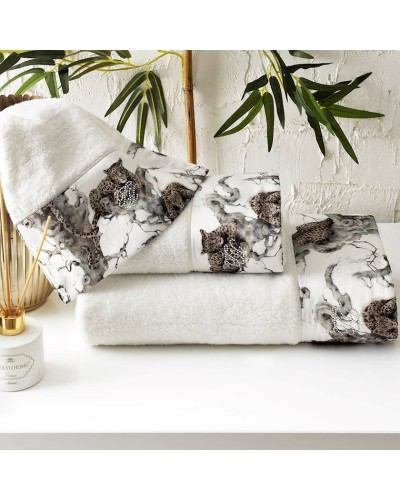 Dəsmal dəsti və aromatlaşdırıcı Tivolyo Home Salome, pambıq, ağ, 3 əd, 30x50/50x100/75x150 sm, 400 ml