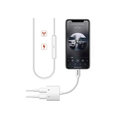Переходник Wiwu LT01 Plus Lightning to 2 x Lightning Audio Adapter White