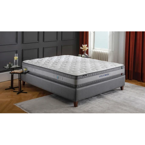 Двусторонний матрас Yataş Cool & Wool Hybrid, двуспальный, трикотаж, белый, 160x200 см Двусторонний матрас Yataş Cool & Wool Hybrid, двуспальный, трикотаж, белый, 160x200 см