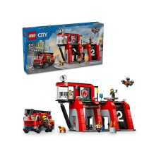 Konstruktor LEGO City Fire Station with Fire Truck 60414, 6+ yaş, 843 hissə