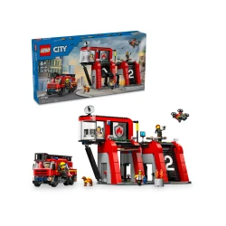 Конструктор LEGO City Fire Station with Fire Truck 60414, 6+ лет, 843 элемента