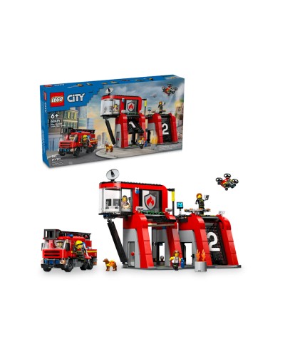 Konstruktor LEGO City Fire Station with Fire Truck 60414, 6+ yaş, 843 hissə