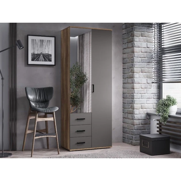 Шкаф Art Mebel Art-80-41, серый, 210х80х50 см