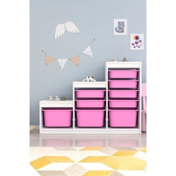 Шкаф для игрушек Pratico I39047, белый/розовый, 29.6x93x132.3 см