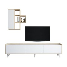 TV üçün tumba Ev Plus 12115856, LDSP, ağ/bej, 180x31x47 sm