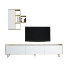 TV üçün tumba Ev Plus 12115856, LDSP, ağ/bej, 180x31x47 sm