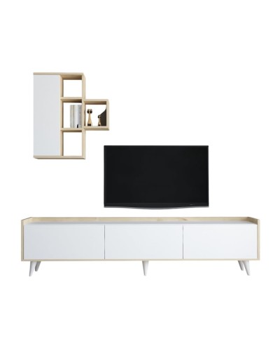 TV üçün tumba Ev Plus 12115856, LDSP, ağ/bej, 180x31x47 sm