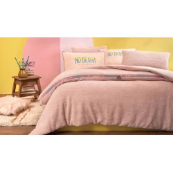 Комплект постельного белья Yataş CoverMe Drama, покрывало 160x220 см, простыня 100х200 см, наволочка 50х70 см, односпальный, хлопок/полиэстер, розовый