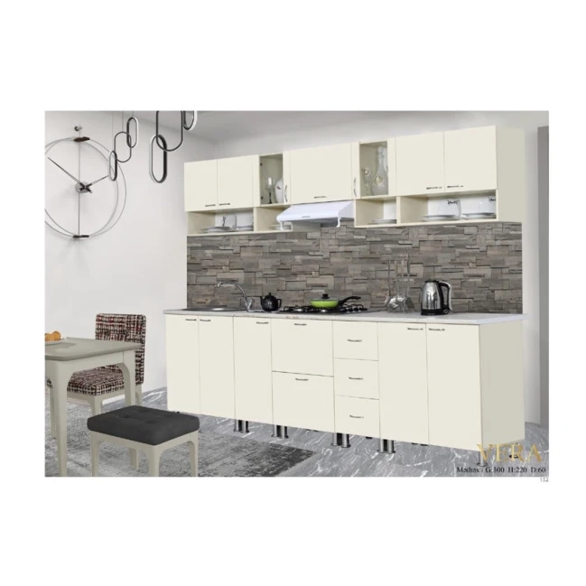 Mətbəx dəsti Vera, 300x220x60 sm, laminat, bej