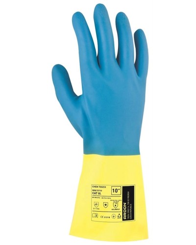 Əlcəklər Ardon Chem Touch, lateks/neopren, mavi/sarı, ölçü 10
