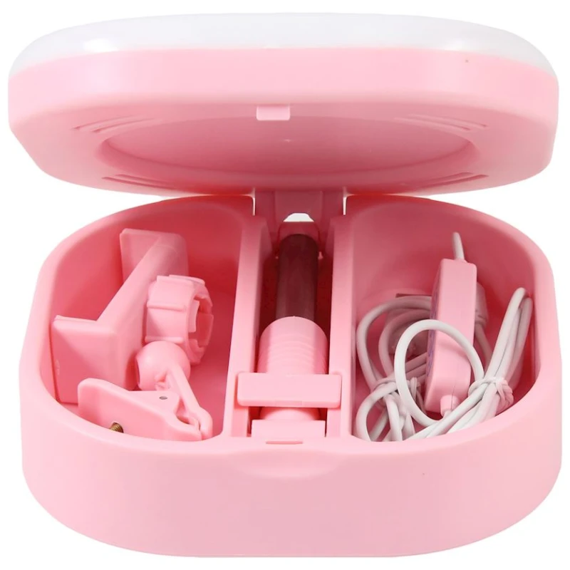 Masaüstü güzgü LED, plastik, çəhrayı, 16x16x6 sm Masaüstü güzgü LED, plastik, çəhrayı, 16x16x6 sm