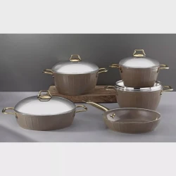 Qranit qablar dəsti Bonera Montella Hera, qranit, qəhvəyi, 9 parça