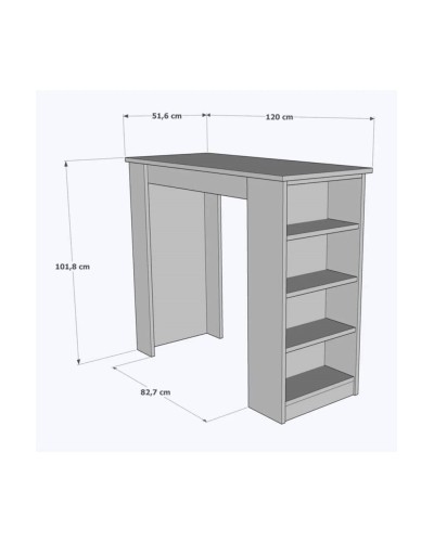 Bar dayağı Tekila 12115585, LDSP, ağ, 120x51x101 sm