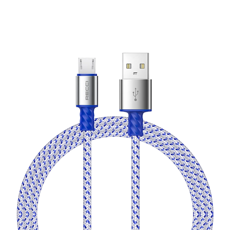 Кабель Micro USB Recci RTC-N33M, 2 м, серебристый Кабель Micro USB Recci RTC-N33M, 2 м, серебристый