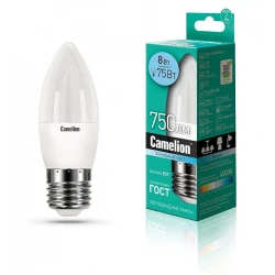 Лампа светодиодная Camelion LED8-C35/845/E27 12390, 8Вт, 4500K Лампа светодиодная Camelion LED8-C35/845/E27 12390, 8Вт, 4500K