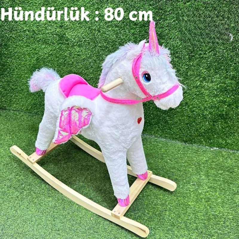 Yelləncək-oyuncaq at xk-1, ağ/çəhrayı, 80 sm