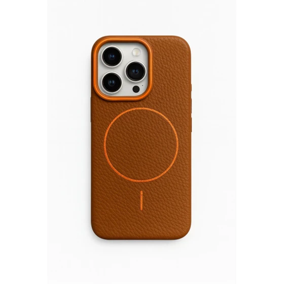 Çexol Euroacs Apple iPhone 16 Pro üçün Orange-Brown