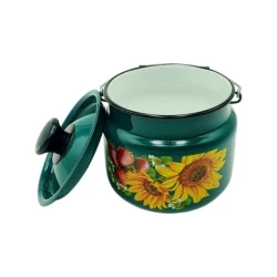 Minalanmış bidon 2 L düymə ilə, dekor, firuzəyi Minalanmış bidon 2 L düymə ilə, dekor, firuzəyi