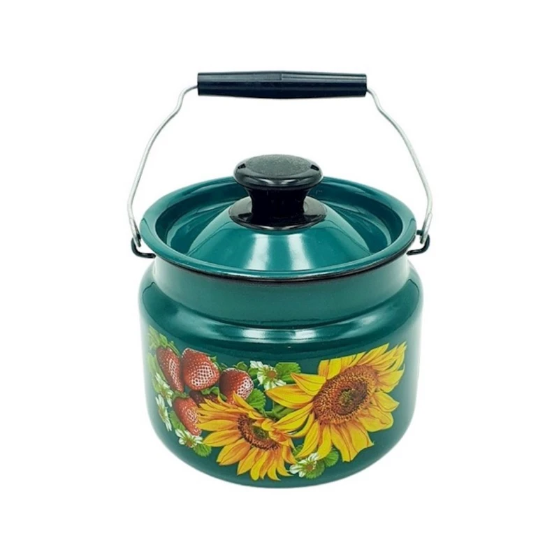 Бидон эмалированный 2 л с кнопкой, декор, бирюзовый Бидон эмалированный 2 л с кнопкой, декор, бирюзовый