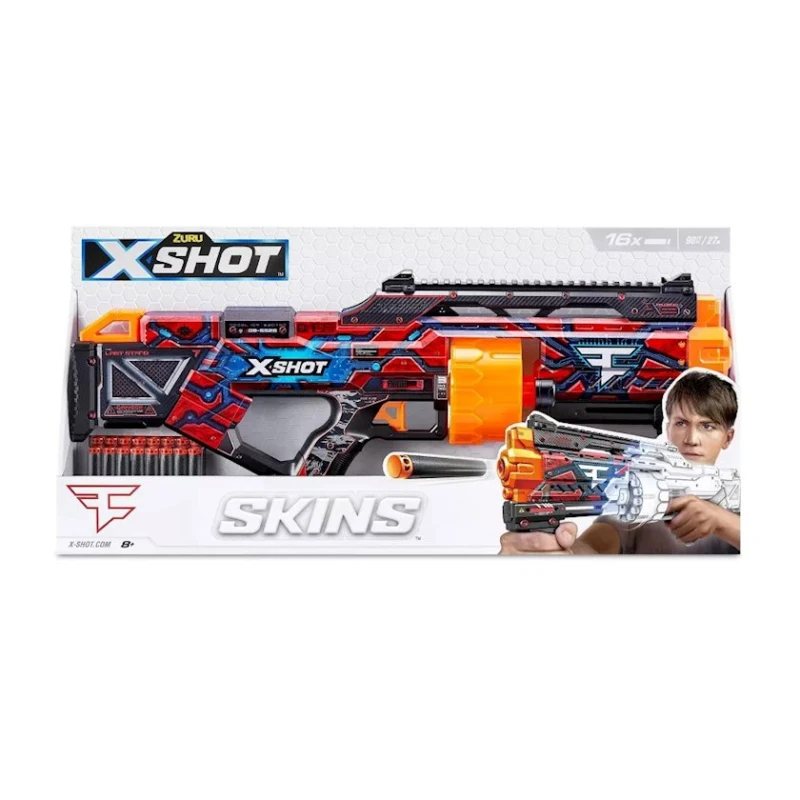 Бластер Zuru X-Shot Skins Last Stand Dart Faze, 16 дротиков, 8+, разноцветный