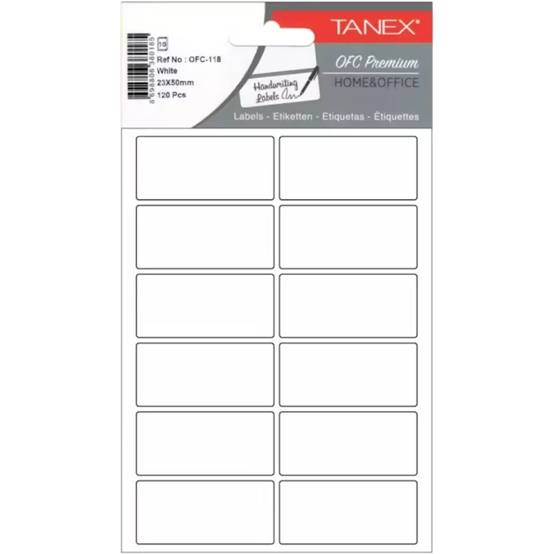 Набор наклеек Tanex OFC-118 White, 23x50 мм, 10 листов Набор наклеек Tanex OFC-118 White, 23x50 мм, 10 листов