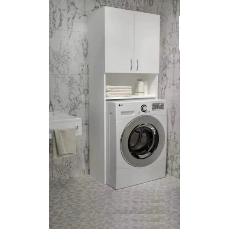 Шкаф для стиральной машины Letta ЛДСП, белый/древесный, 180x27x64 см Шкаф для стиральной машины Letta ЛДСП, белый/древесный, 180x27x64 см