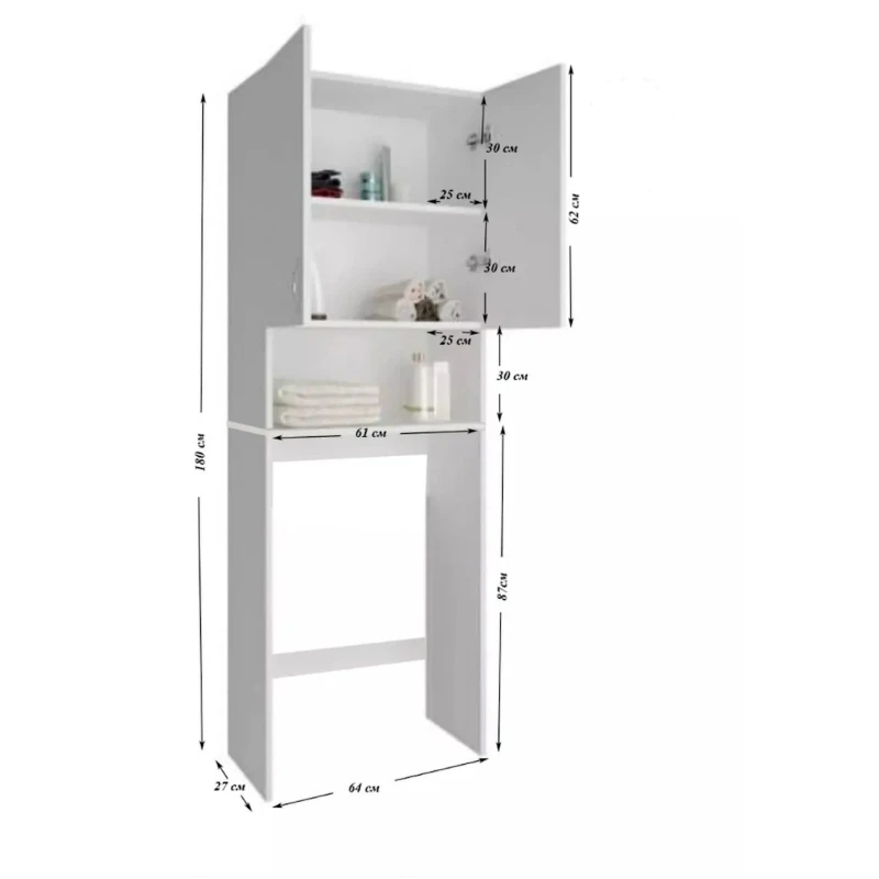 Шкаф для стиральной машины Letta ЛДСП, белый/древесный, 180x27x64 см Шкаф для стиральной машины Letta ЛДСП, белый/древесный, 180x27x64 см