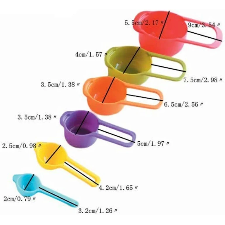 Набор мерных емкостей 891, 2x3.2 см, 2.5x4.2 см, 3.5x5 см, 3.5x6.5 см, 4x7.5 см, 5.5x9 см, разноцветный