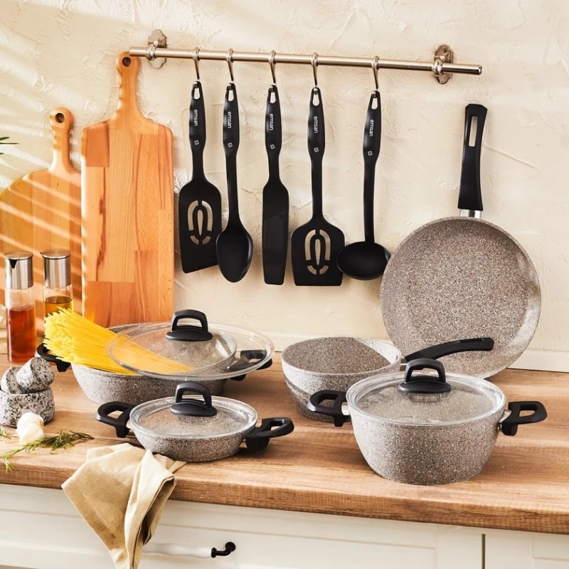 Набор посуды Emsan Harmony, серый, 13 шт Набор посуды Emsan Harmony, серый, 13 шт