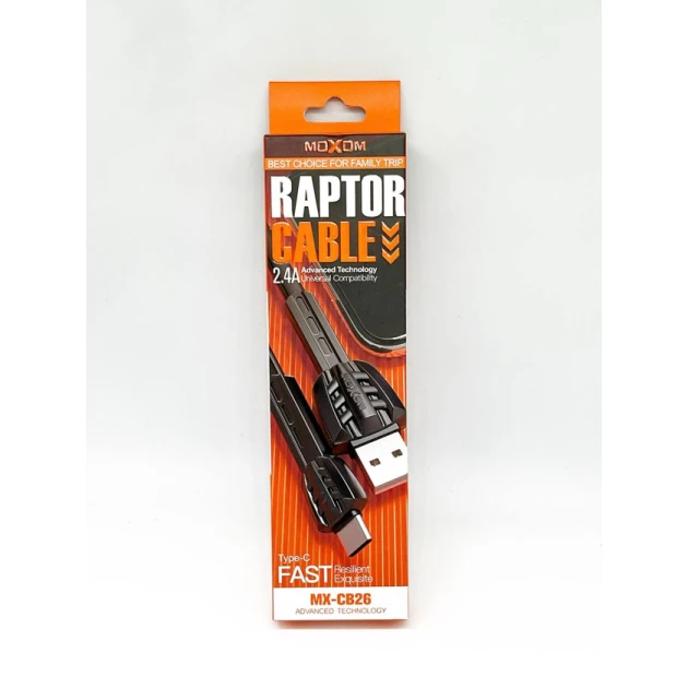 Kabel USB Moxom USB to Type-C 2.4A Black