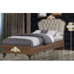 Односпальная кровать Oskar, ламинат, коричневая, 110x114x200 см